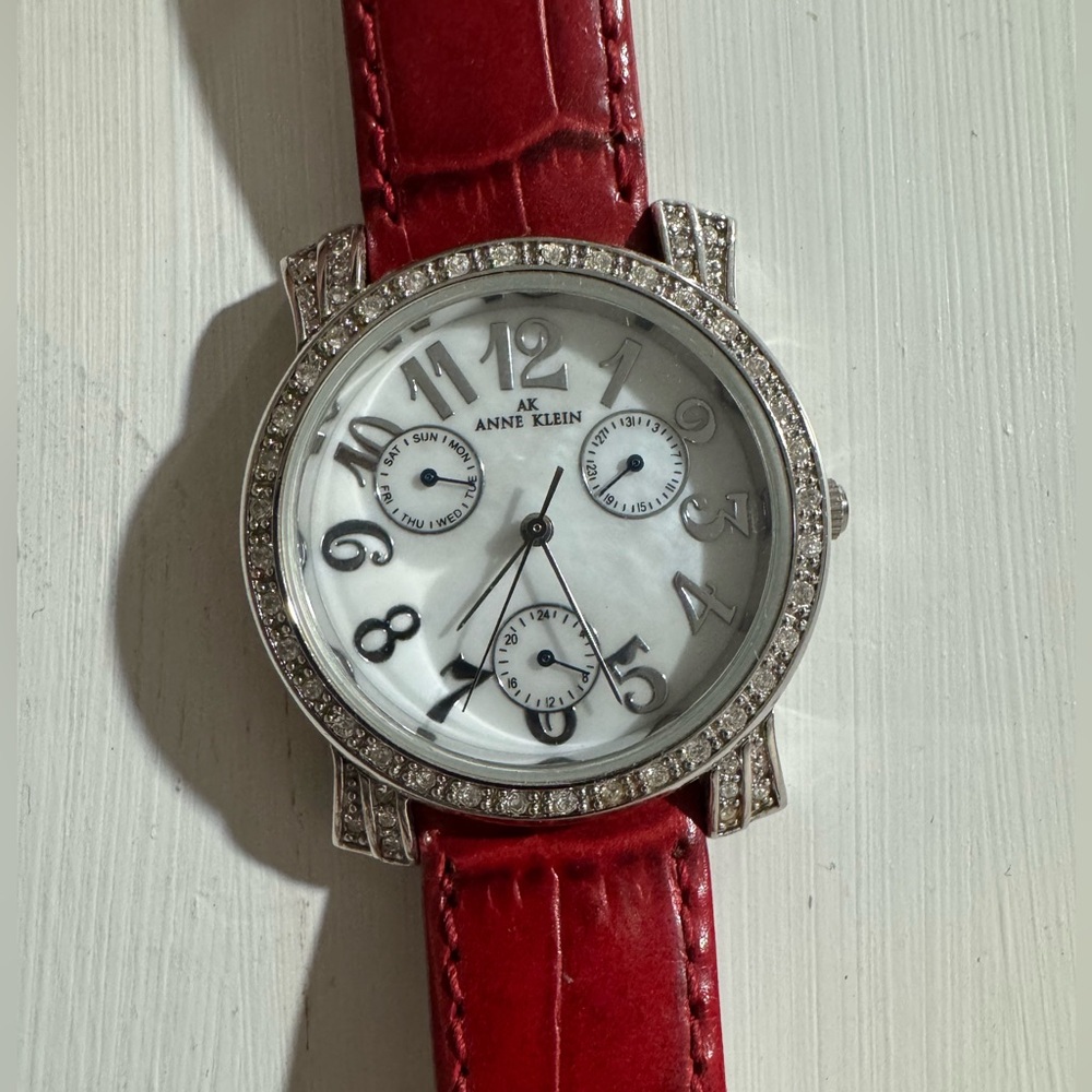 Anne Klein Silver and Red Watch